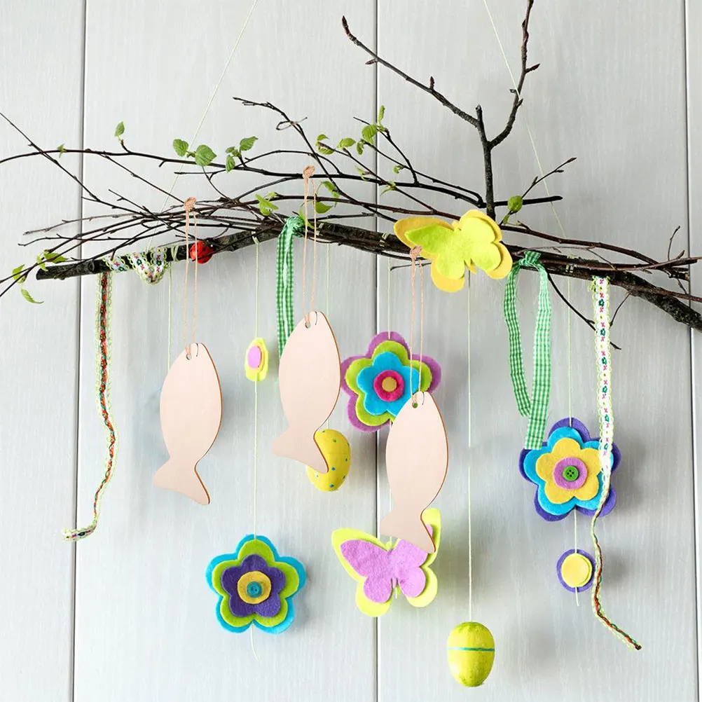 

64 Pcs Fish Cutouts Unfinished Craft Shapes Durable Wood Diy Wooden Signs For Crafts Projects Hanging Decorations