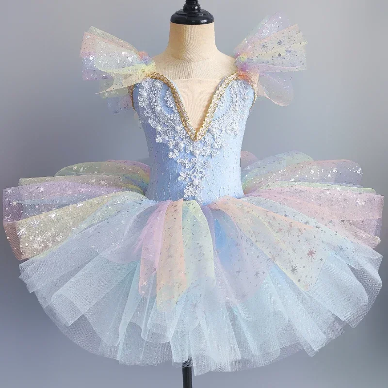 Neue Kinder Ballett Kleid Mädchen Pailletten Prinzessin Kleid Performance-Set