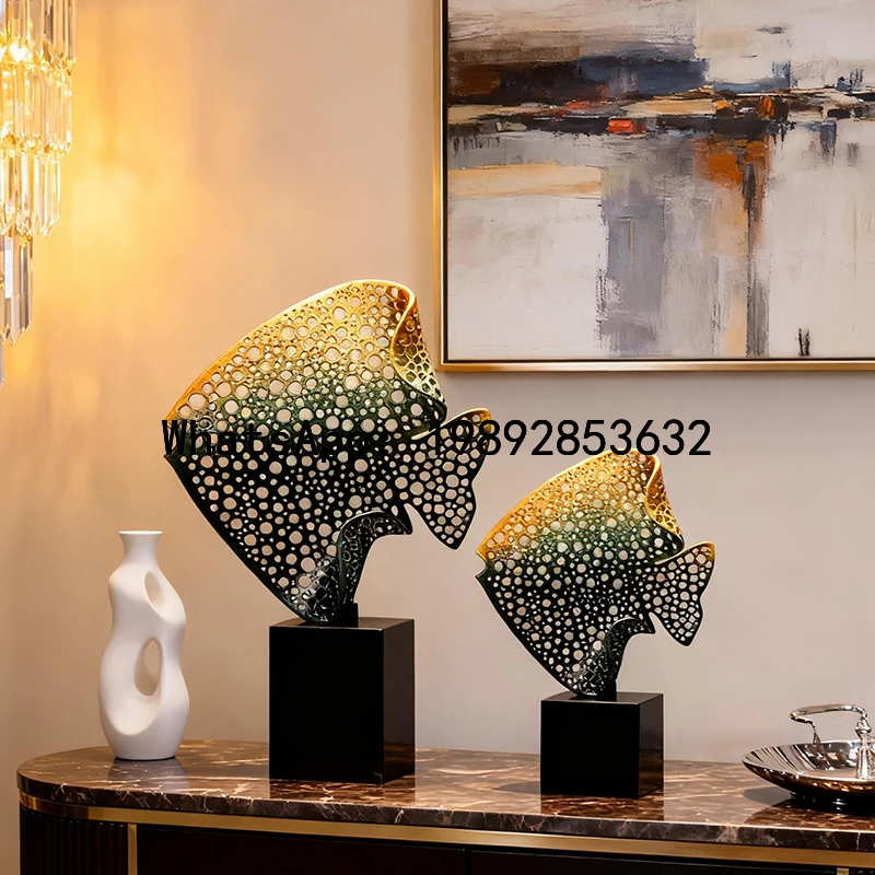 XL Yearly Prosperity Fish Ornament Living Room Metal High-End Decorative Piece