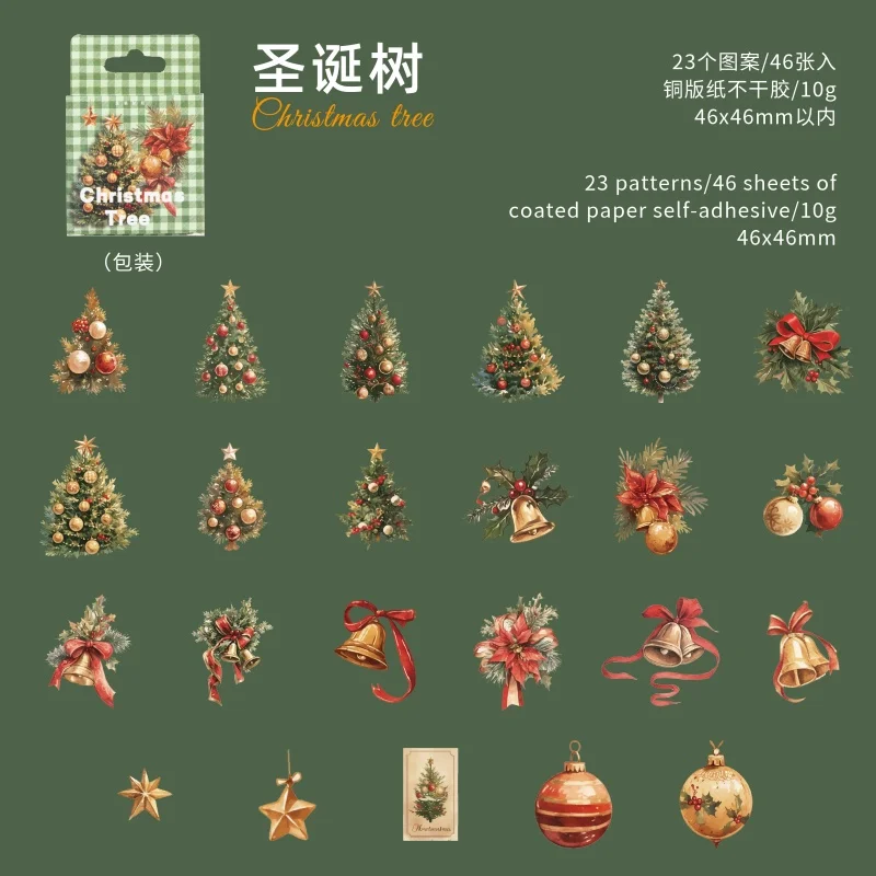 46 stuks Cartoon Kerstdoosstickers Cadeauverpakkingsstickers Scrapbook Briefpapierstickers DIY Handgemaakte Stickers
