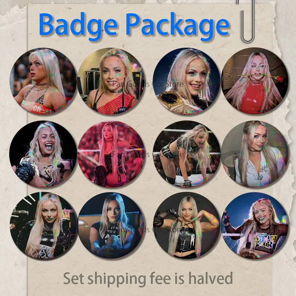 

L-Liv Morgan Wrestler 2-piece set Pins Backpack Clothes Jewelry Accessories Cartoon Round Brooch Button Badge Collection Gift