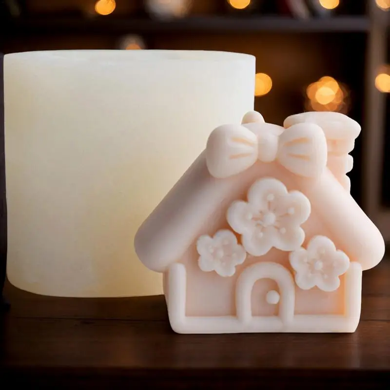 

3D House Candle Silicone Mold Christmas Small House Ornaments Moulds For Casting Candle Making Mould House Shape Silicone Mold