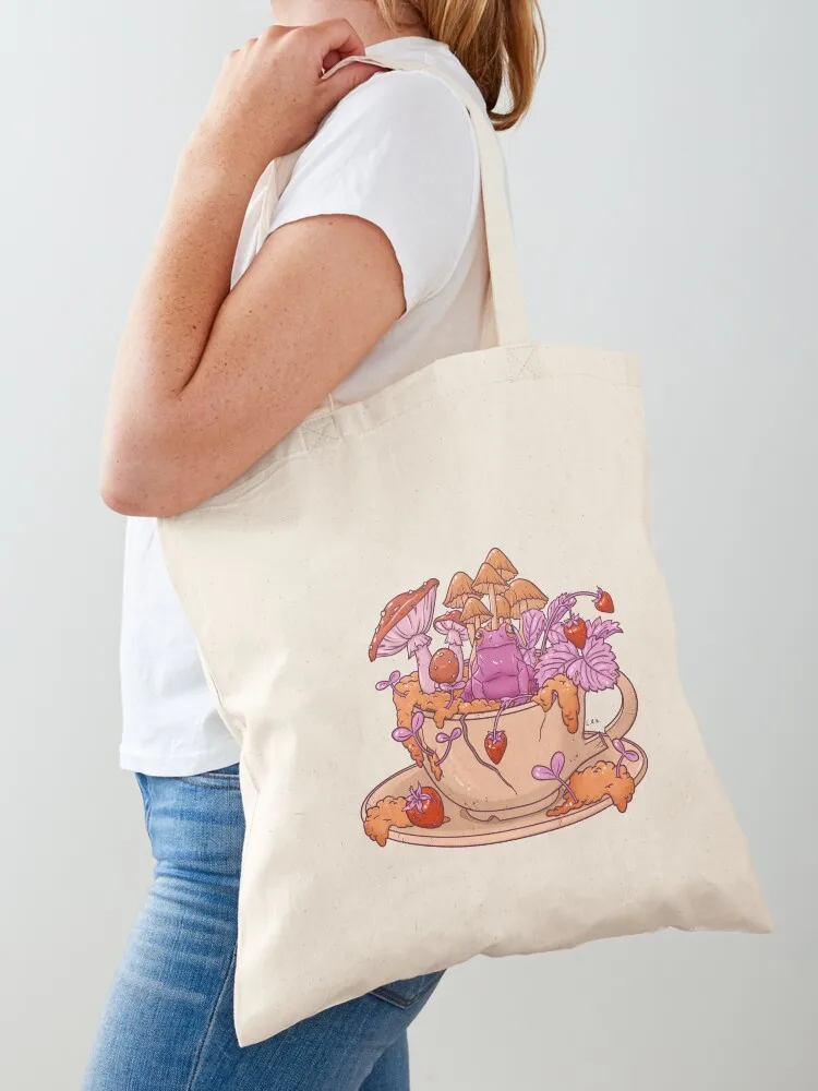 

Сумка-тоут Sapphic Frog Toadstool Tea Cup, женские сумки, персонализированная сумка-тоут, сумка-шоппер, сумки для покупок
