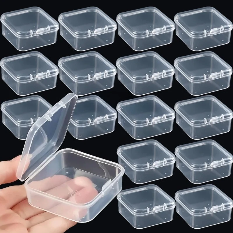 8PCS Mini Storage Box Transparent Plastic Jewelry Storage Box Container Portable Earring Ring Earplugs Packaging Storage Case