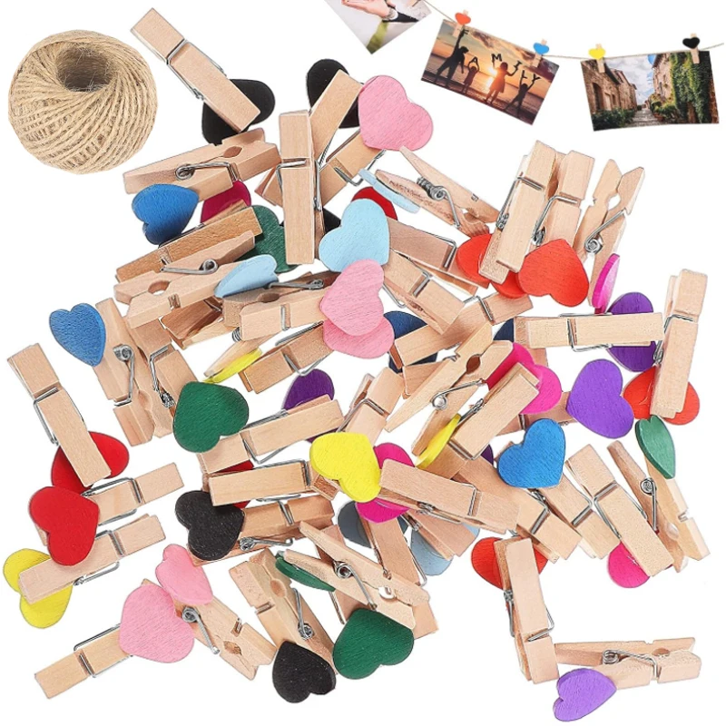 25/30mm Natural Wooden Colored Photo Mini Clips Memo Paper Peg Clothespin DIY Stationery Christmas Wedding Party Home Decor