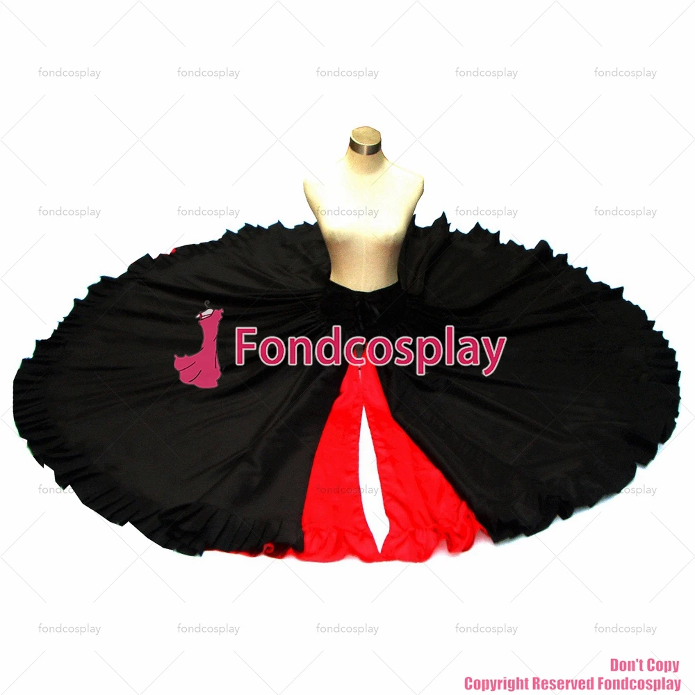 fondcosplay O Skirt The Story Of O Tafetta black red Satin full Dress Cosplay Costume CD/TV[G362]