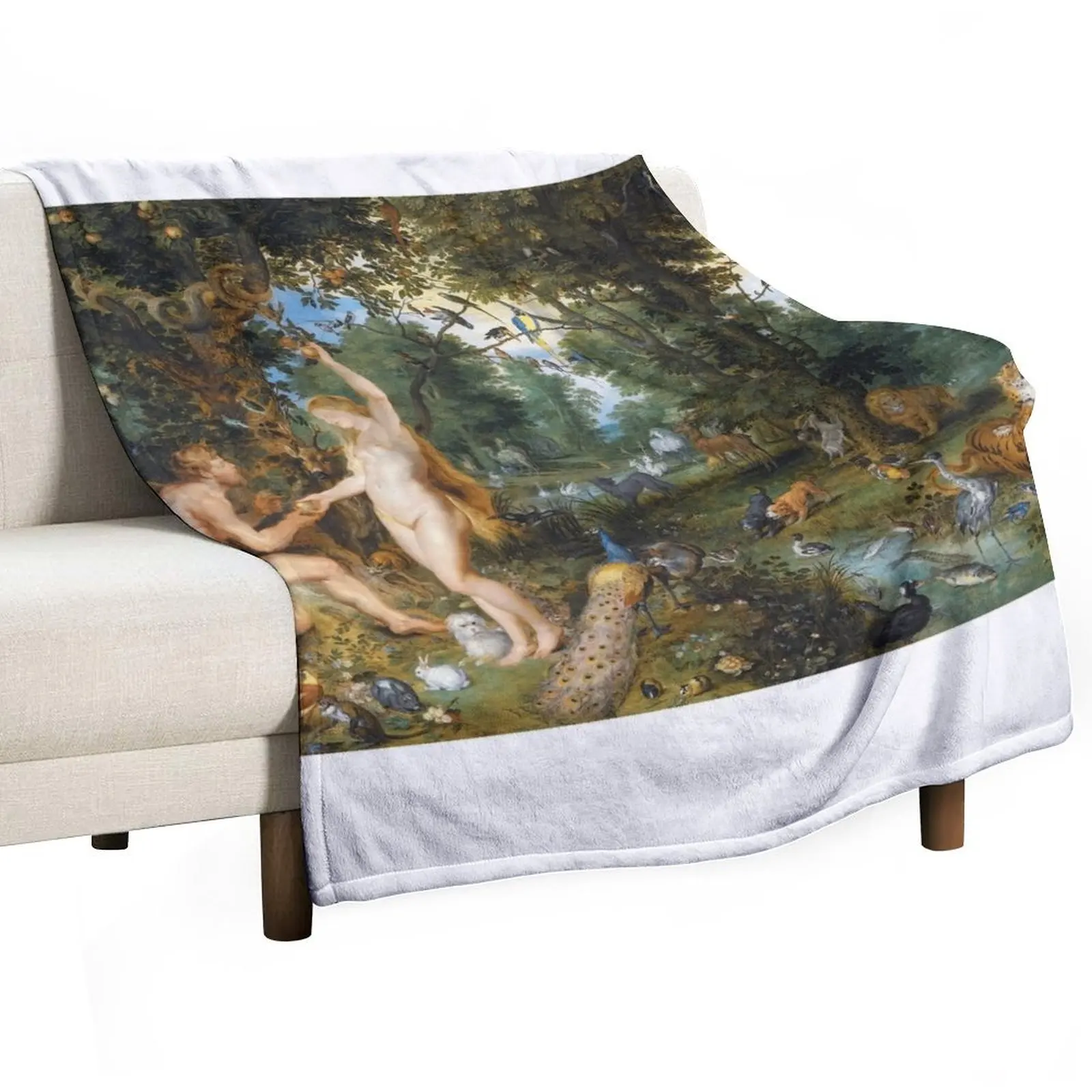 The garden of Eden with the fall of man, by Jan Brueghel de Oude & Peter Paul Rubens. Throw Blanket Heavy Blankets