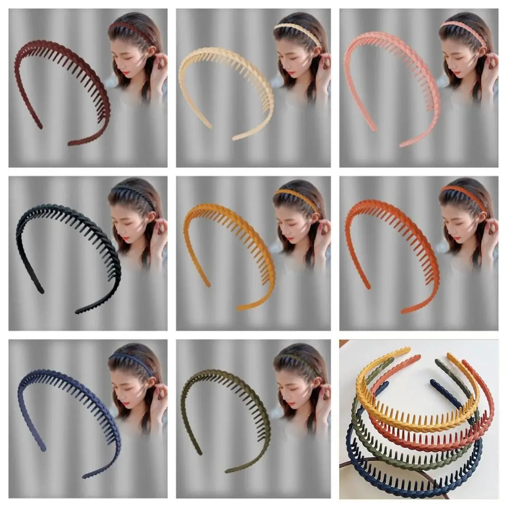 Acrylic Teeth Matte Hair Hoop Temperament Headdress Korean Style Non-slip Hairband Headband Solid Color Outdoor