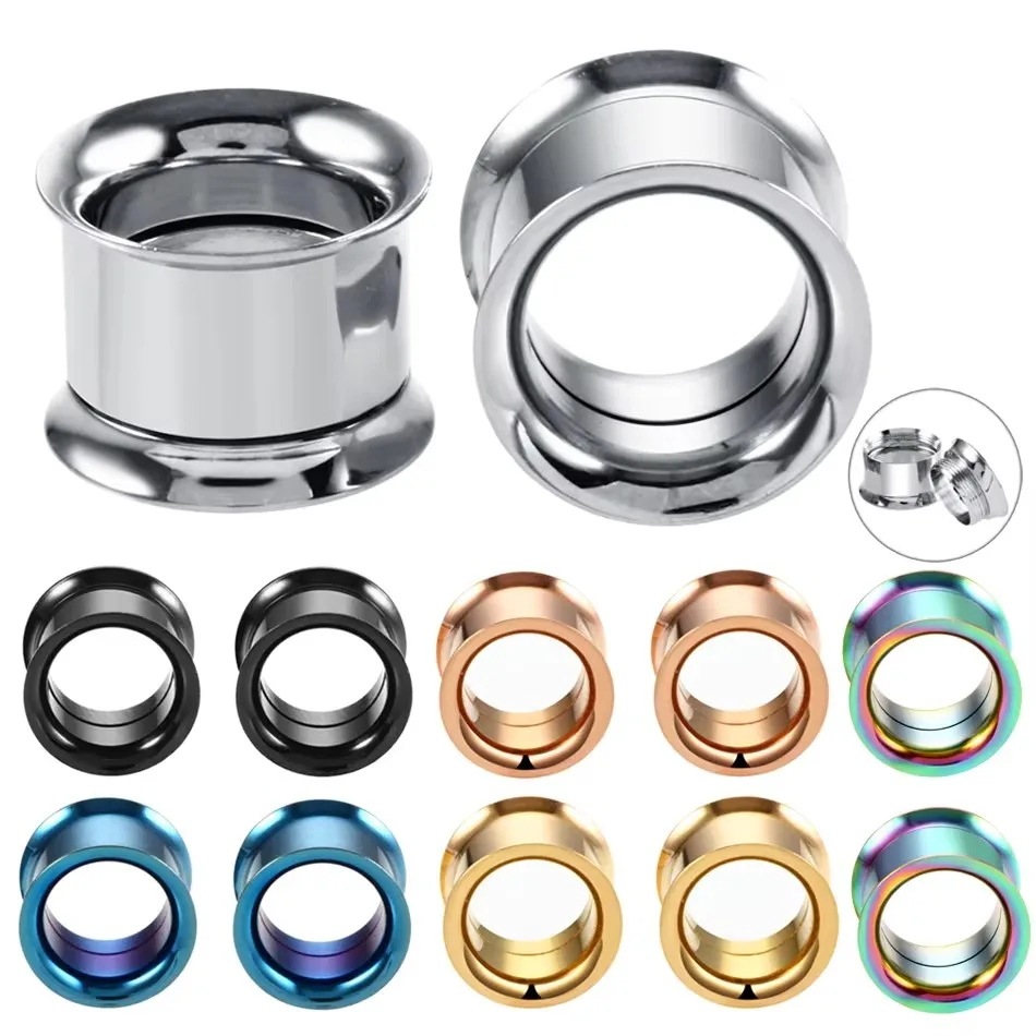 2 Stück/Set 2mm-25mm Schraub-Ohrringe, Piercings, Edelstahl-Ohrdehner, Ohr-Tunnel und -Plugs für Frauen und Männer