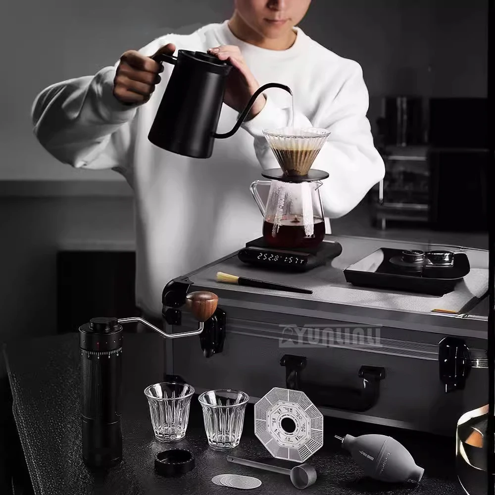 ماكينة صنع القهوة المحمولة مجموعة واحدة للتخييم Moedor De Café Em Gr dni يقطر كوب مطحنة الفول إبريق قهوة