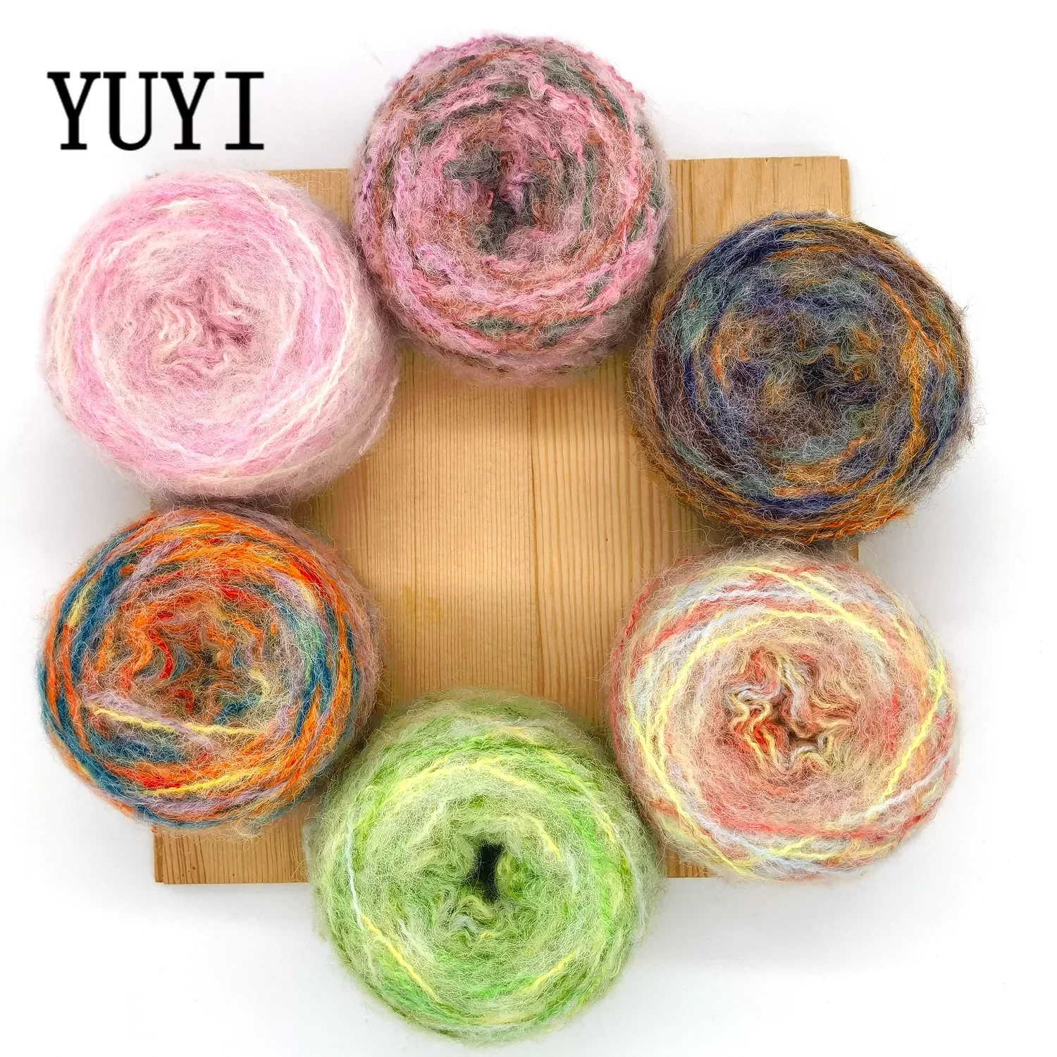 

YUYI 6pcs Mohair Yarn Rainbow Knitting Yarn Crochet Baby Wool Yarn for Knitting Sweater Socks 25g/ball 0.9mm