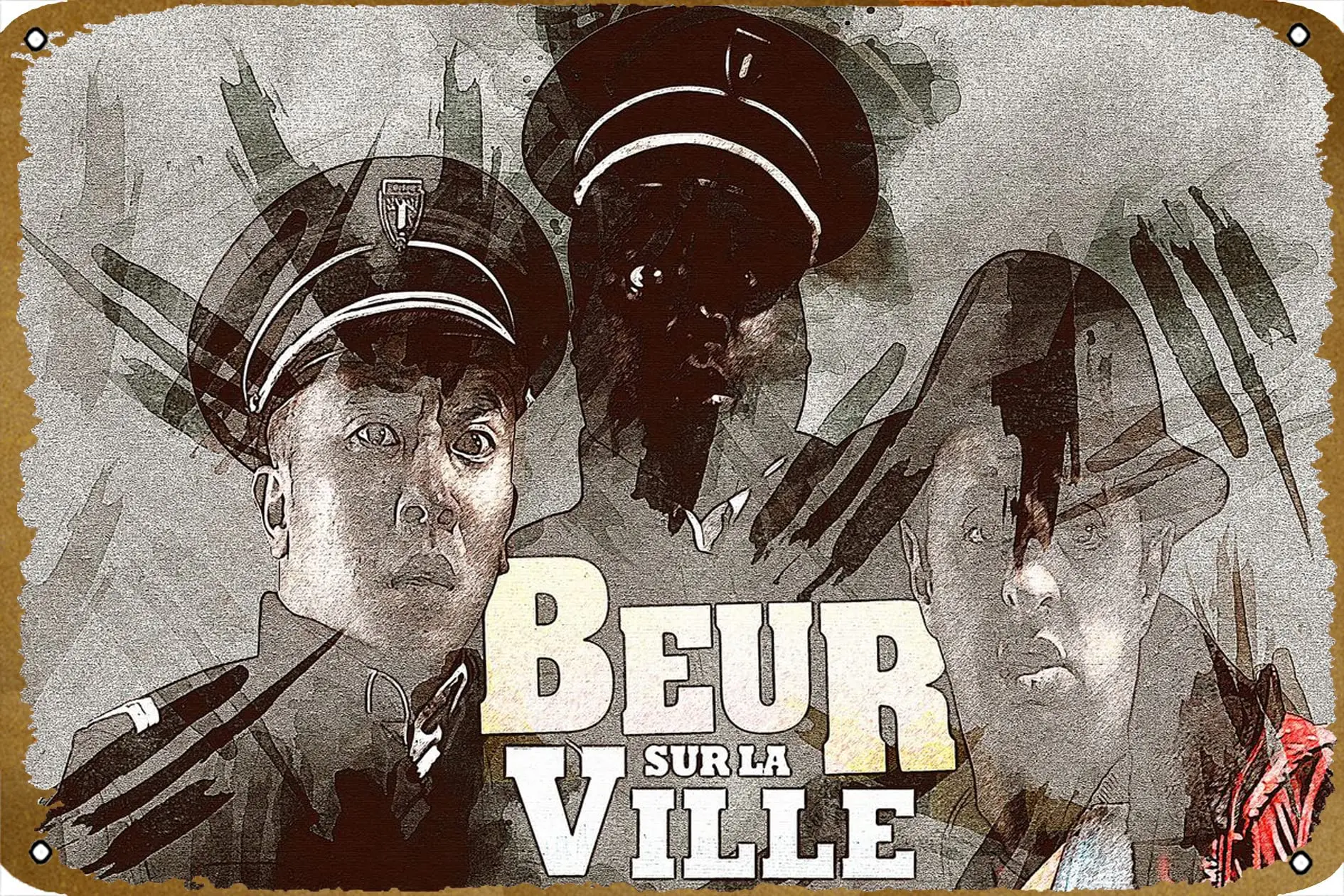 Beur sur la ville Movie Tin Sign Vintage Metal Sign for Men Women Plaque Wall Decor for Bar Pub Home Cafe 8x12 Inch