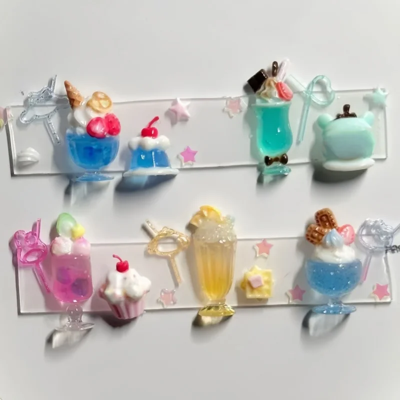 1 Pc Original Silicone Nail Mold Cute Summer Dream Juice Cup Straw Milk Tea Cream DIY Drink Cup 3D Emplate Nail Mold