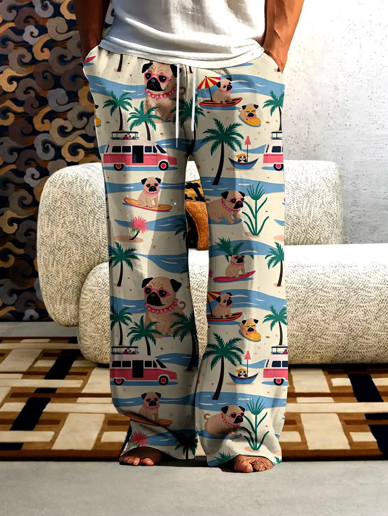 Men's Casual Pants 2026 Summer 3D Printed Pants clothes for man baggy pants Polyester Men clothing Quick drying four seasons