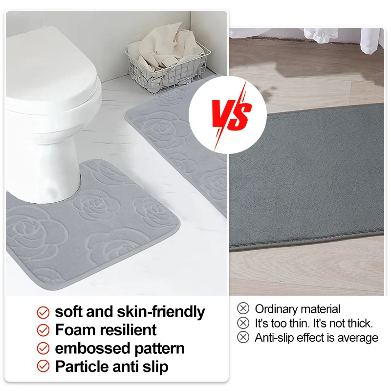 2Pcs/Set Bathroom Rugs,Soft Non Slip Floor Mat and Absorbent Bath Mat,Toilet Rug Bathroom Mat for Bathroom Shower Bathtub Carpet