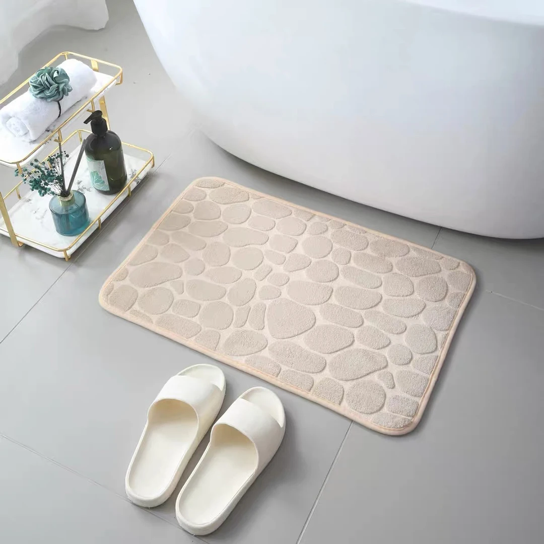 Cobblestone Embossed Bathroom Bath Mat Non-slip Carpets In Wash Basin Bathtub Side Floor Rug Shower Room Doormat Memory Pad