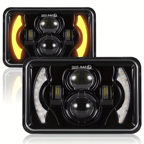 Faros delanteros LED de 4x6 pulgadas, haz alto/bajo con DRL ámbar blanco para H4651 H4652 H4656 H4666, conversión de camión y coche Offraod