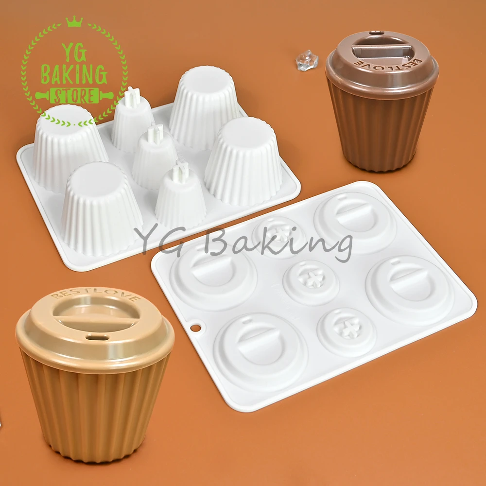 Dorica 2pcs/set 3D Striped Coffee Cup Cake Silicone Mould DIY Jelly Dessert Chocolate Mousse Mold Cake Decorating Tools Bakeware