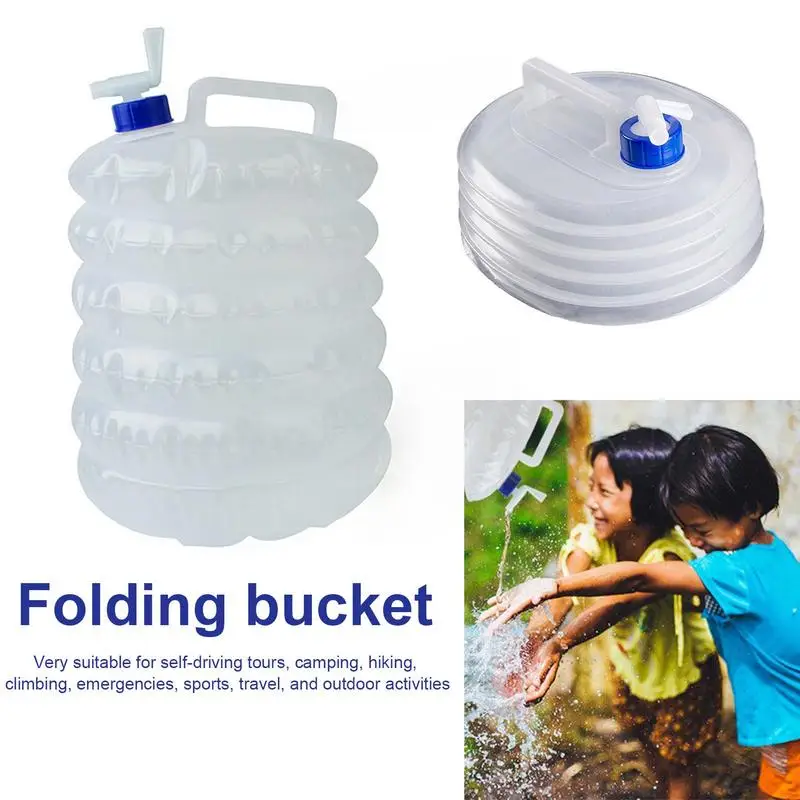 15L Collapsible Water Container Outdoor Hiking Fishing Water Bucket Foldable Water Bag Camping Water Tank Bucket With Faucet