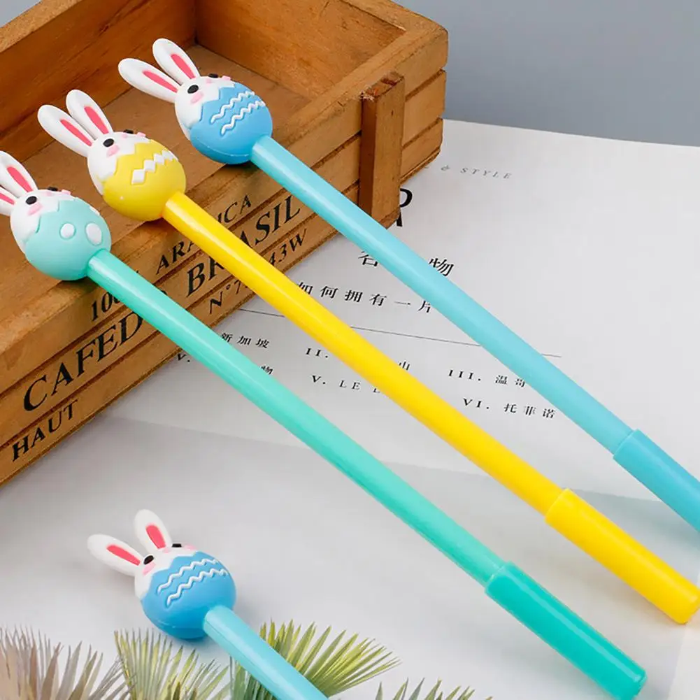 만화 부활절 달걀 토끼 펜, 빠른 건조 잉크, 부드러운 글쓰기 젤 펜, 만화 토끼 펜, 문구류, 학교 용품, 3 개