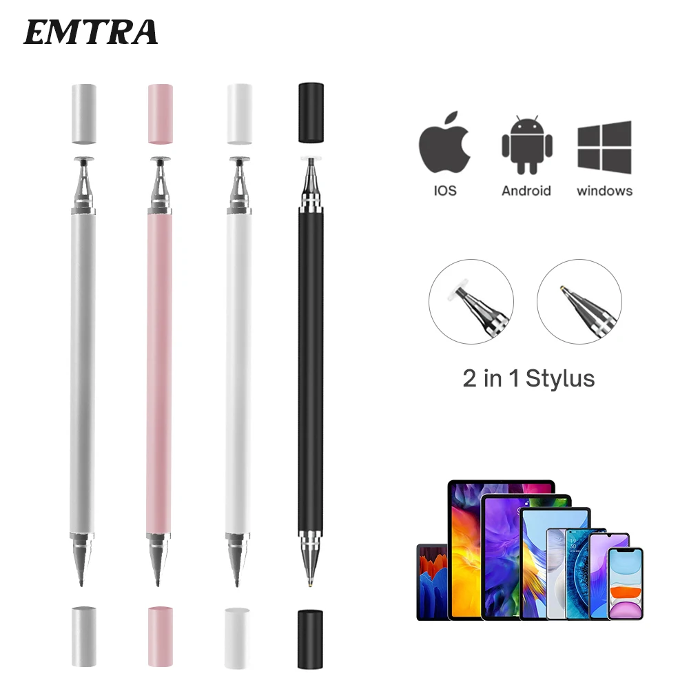 2 em 1 caneta stylus para tablet celular capacitivo de toque lápis para iphone samsung universal android telefone tela desenho lápis