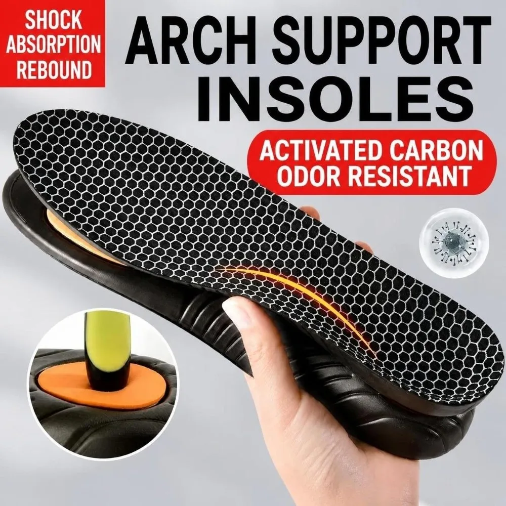 Anti-odor Arch Support Insoles Shock Absorbing Sweat Absorbing Cushioning Shoe Inserts Trim to Fit Layered Cushioning