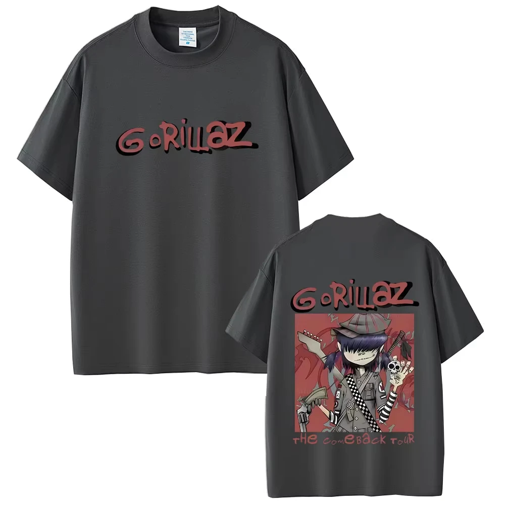 روك باند غوريلاز ذا كوم باك تور تي شيرت الرجال النساء الهيب هوب موضة المتضخم الشارع الشهير للجنسين القوطية الشرير تي شيرت بلايز #2
