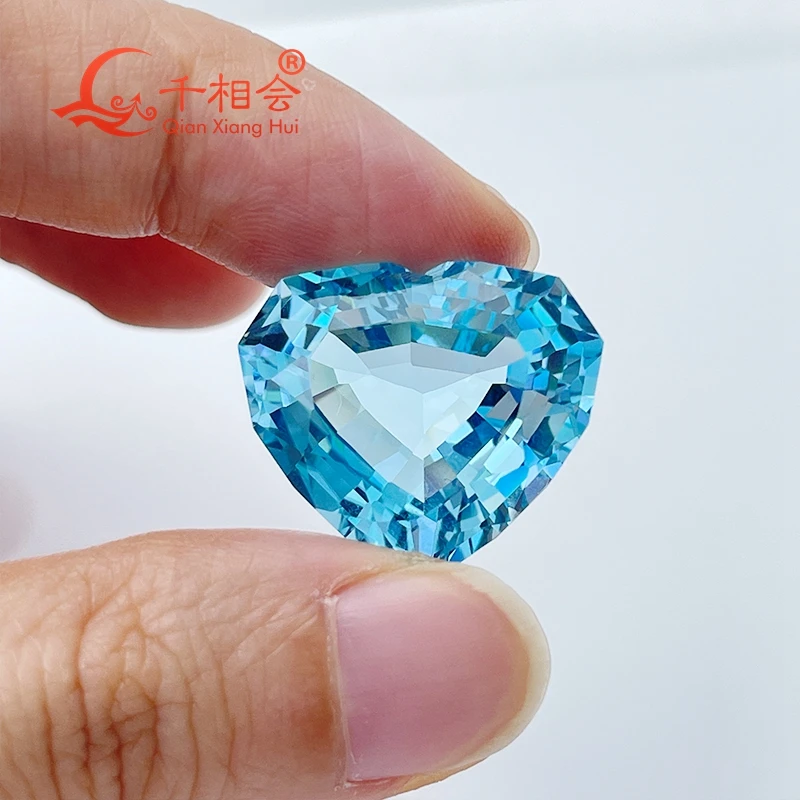 Natural blue topaz heart shape natural cut 38.15ct gemstone loose stone jewelry making  certificated