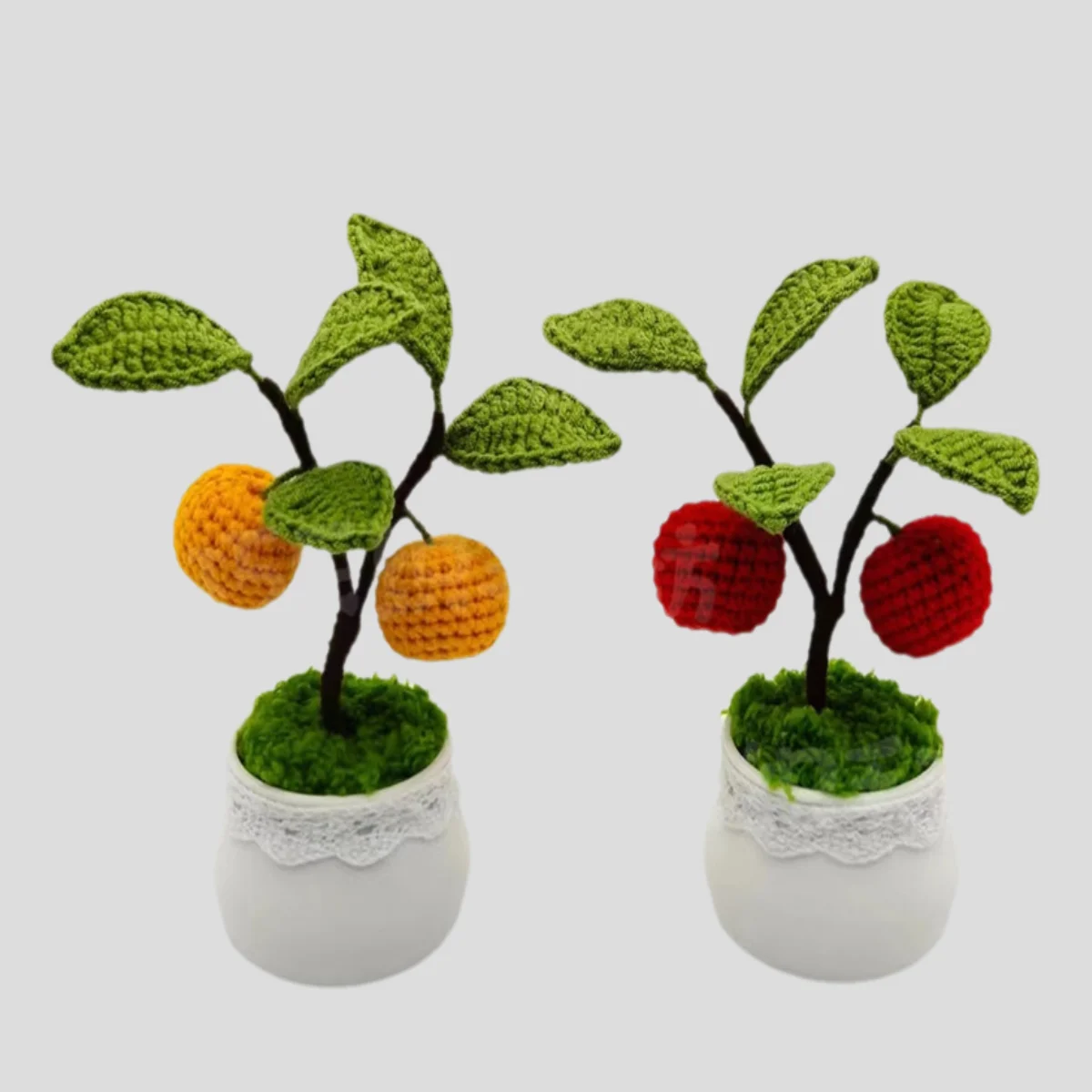 

Готовые плетеные фрукты ручной работы, маленькие горшечные растения, пряжа для вязания крючком, имитация цветов, креативные настольные украшения для дома, подарки