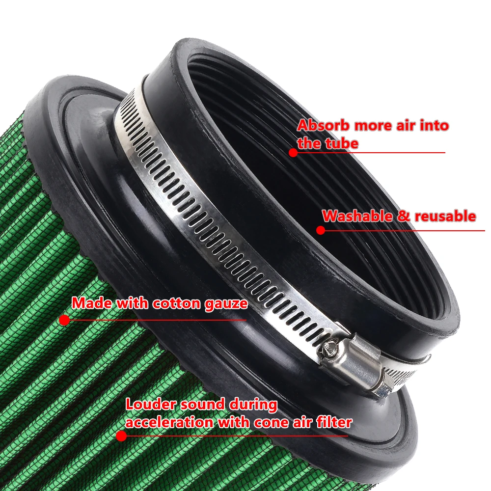 RASTP-3" 3,5" 4" Rennwagen High Flow Kaltlufteinlassluftfilter Drei Größen Konische waschbare Luftfilter 10,6" hoch OFI141 – Detail 4