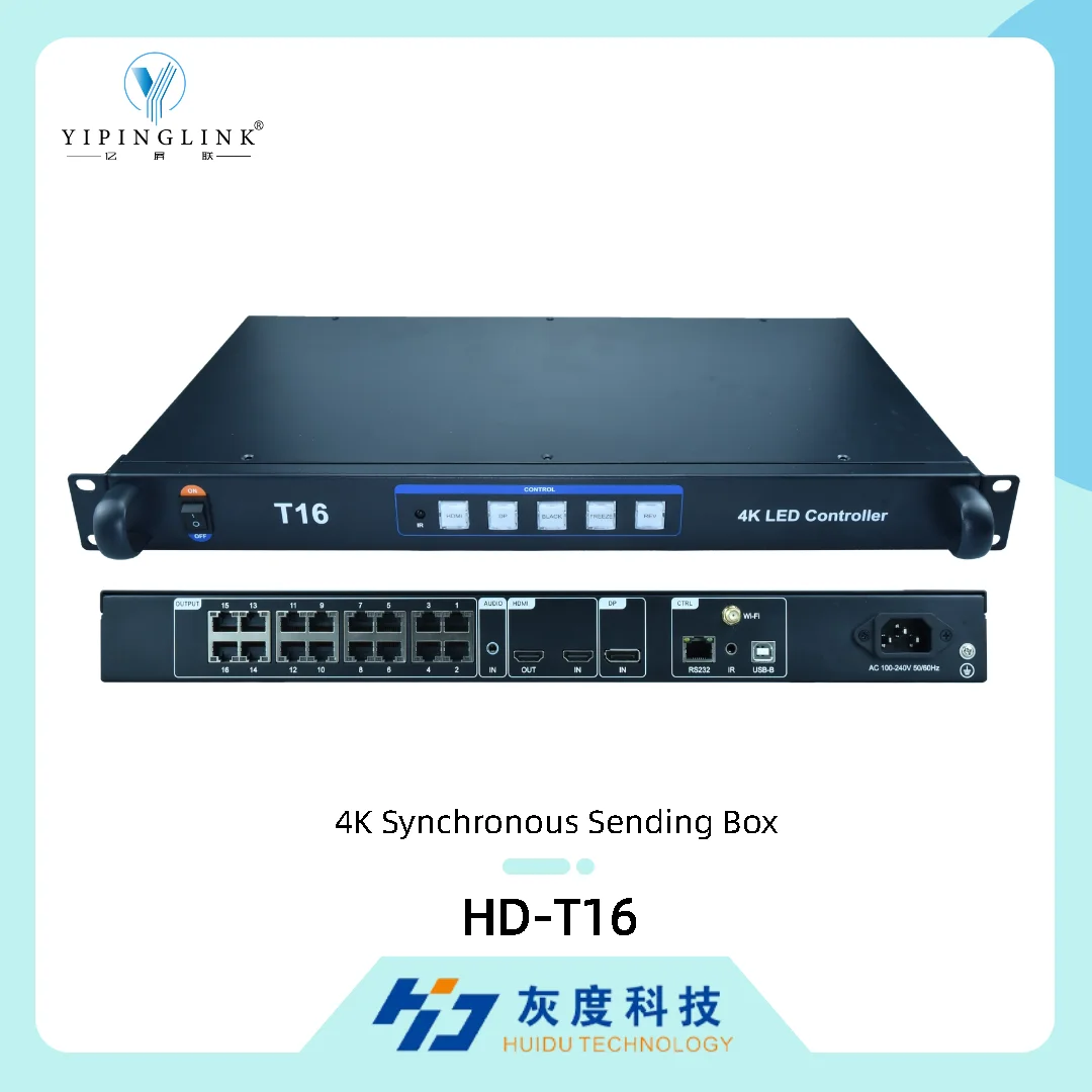 

HUIDU 4K Synchronous Sending Box HD-T16 4K LED-контроллер для полноцветных LED-дисплеев в отелях, барах, караоке