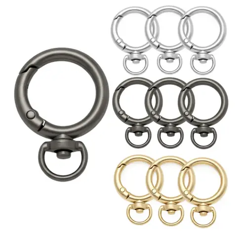 5/10/20/30 Pcs Round Spring Snap Hooks, Swivel O Rings Buckles Clips Trigger Keyring for Bags Purses Keychain DIY Accessory