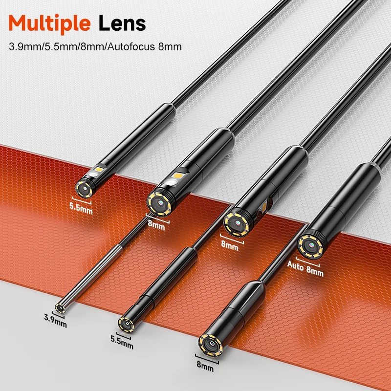 3.9MM Borescope 8MM Camera 1080P HD WiFi Industrial Endoscope for IPhone/Android Split Design IP67 for Inspection Piping Sewer