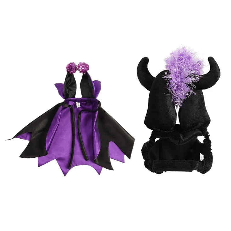 

Halloween Dog Costume Cloak Devil Horn Hat Popular Pet Cosplay Cloak Dog Party Roleplaying Accessory Pet Festival Dropship