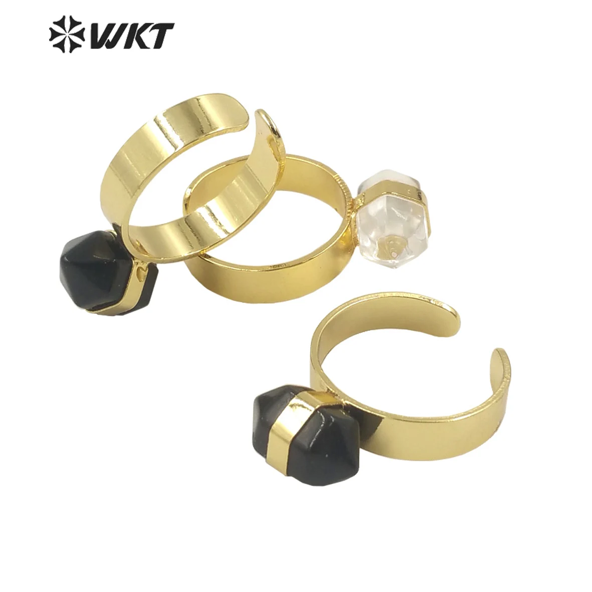 

WT-R385 WKT 2023, красивые хрустальные аметисты, черные кольца из обсидиана, натуральный камень, позолоченные женские свадебные кольца ACC