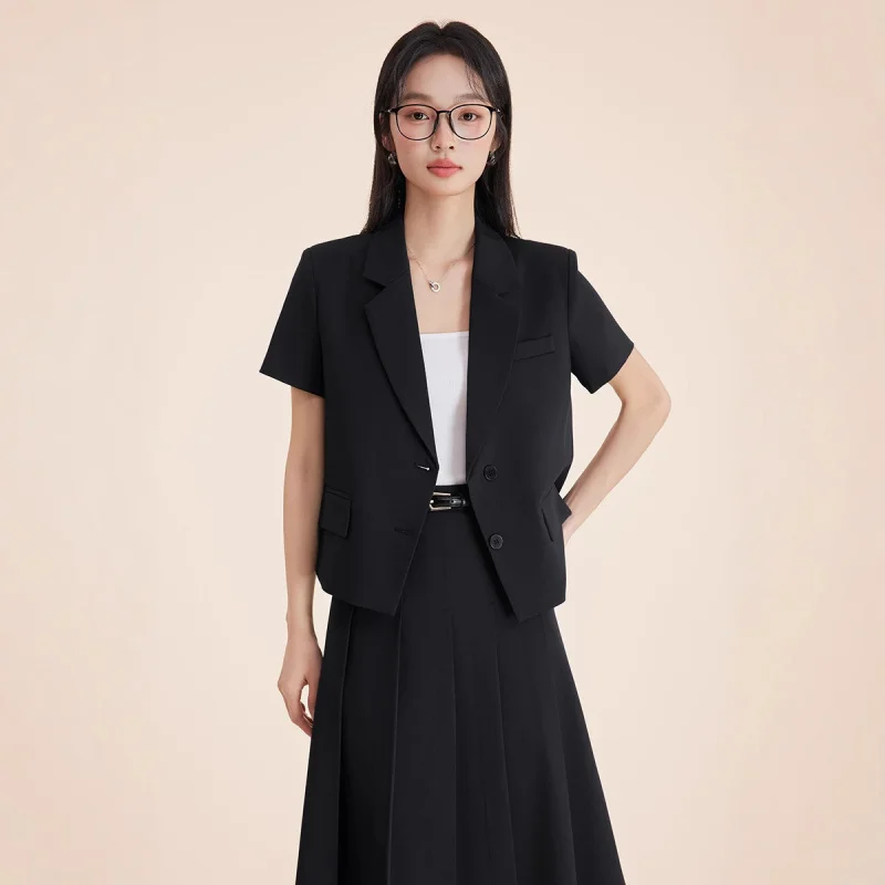 Women's Short Sleeve Suit Dress2025New Summer Formal Occasion Dress Suit for Petite Women Two-Piece Set