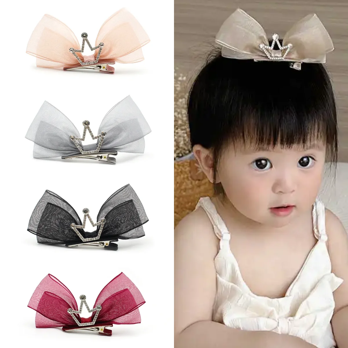 

1pc Rhinestone Crown Baby Hairpins Gairgrips Kids Girls Sweet BB Hair Clips for Newborn Girl Barrettes Headwear Hair Accessories