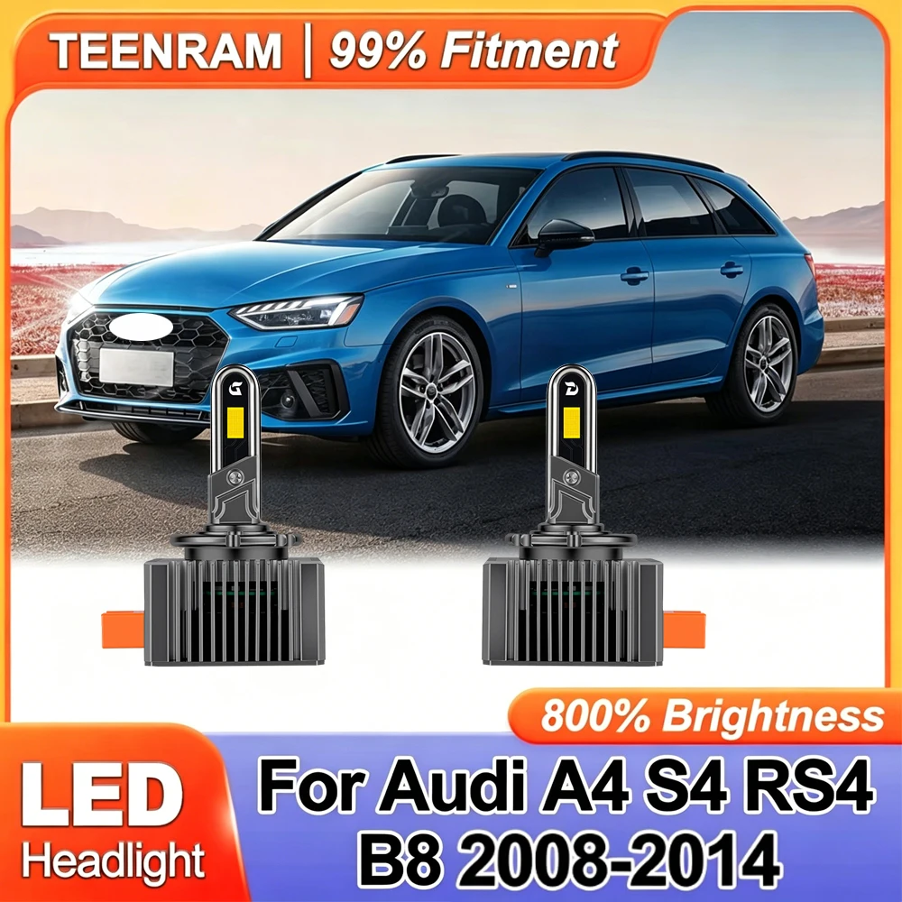 

For Audi A4 S4 RS4 B8 2008 2009 2010 2011 2012 2013 2014 Car LED Headlight Bulbs 6000K 35W Auto Xenon Headlights Plug And Play