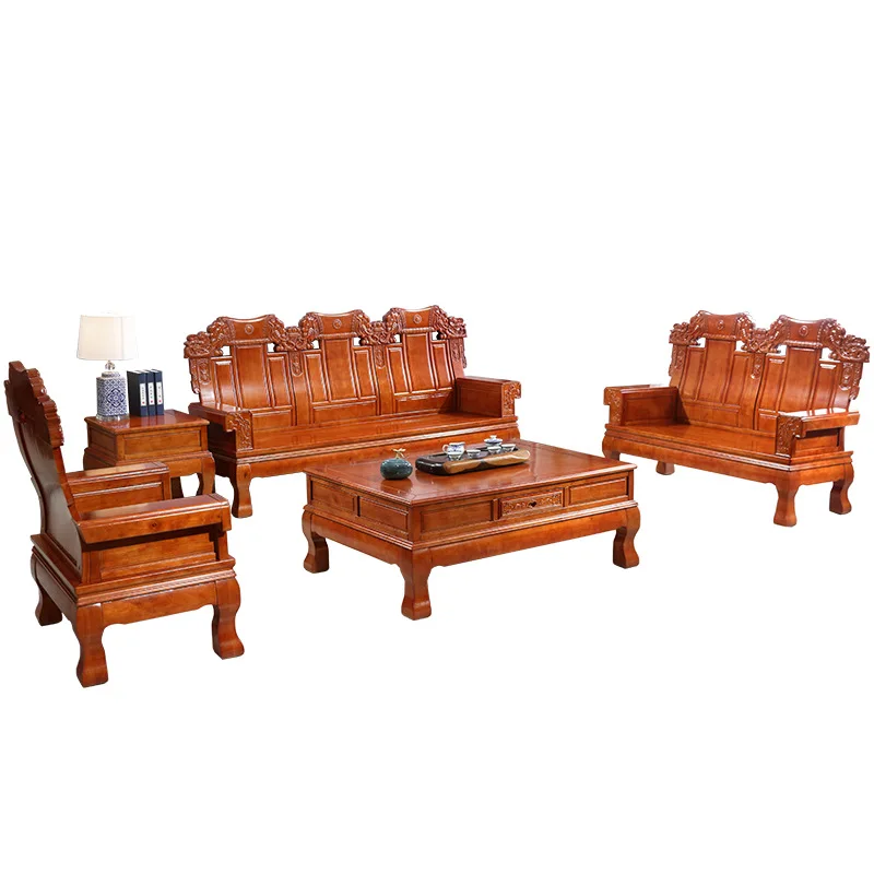 

Chinese style, solid wood, sofa, combination, carving, large living room, household, antique