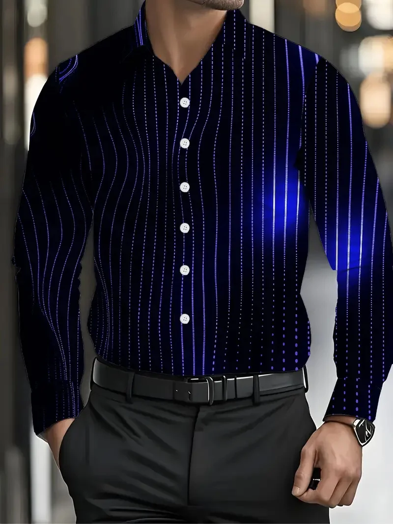 

Brand New Men's Fashion Long Sleeve Shirt Striped Flowers Casual Men's Four Seasons Business Shirt