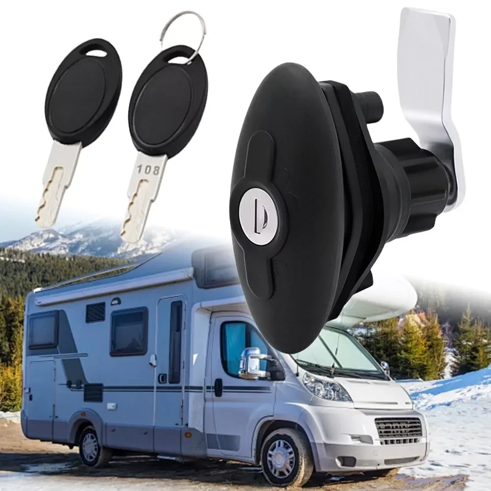 Caravan T-Handle Lock With 2 Keys RV Cabin Door Lock Compression Seal Lock Luggage Flat Cabin Door Lock For Motorhom Accessories