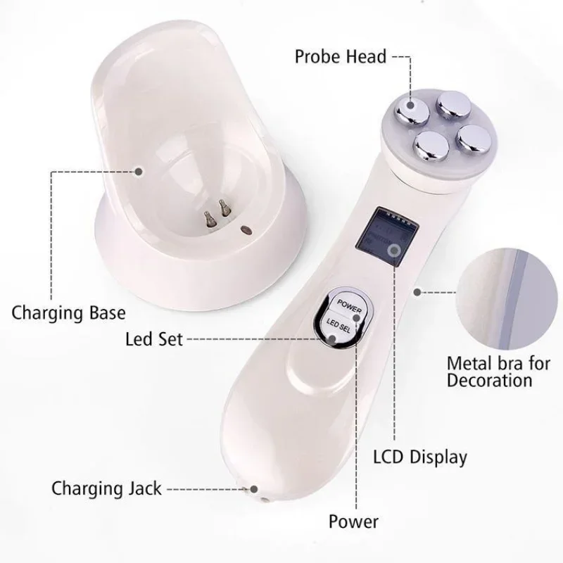 RF EMS Electroporation 5-Color LED Photon Beauty Instrument Skin Lifting Firming Anti-Wrinkle Skin Care Facial Massager