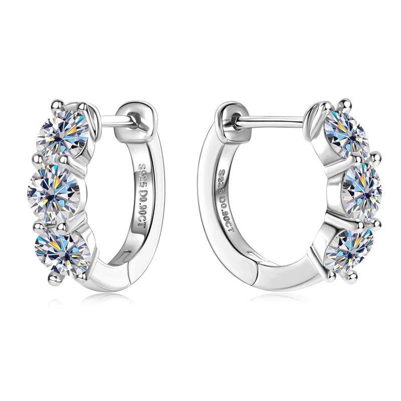 

Fashion light luxury moissanite earrings Korean high-end girls' earrings, retro cool sterling silver earclip jewelry