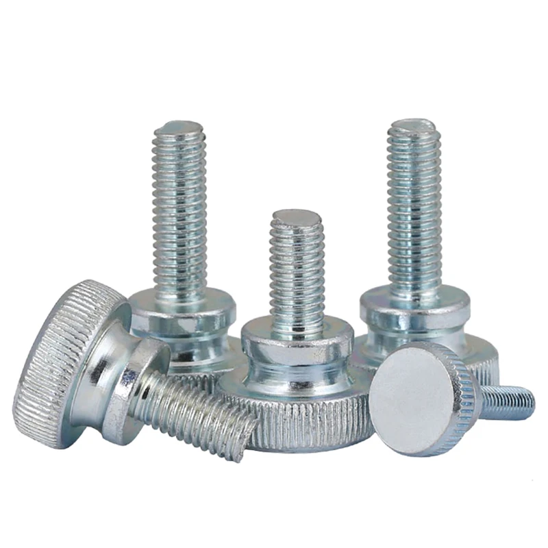 1Pcs M3 M4 M5 M6 M8 M10 Flat Head Knurled Thumb Screw Galvanization With Collar Manual Adjustment Screws Grade 4.8 Bolts image 5
