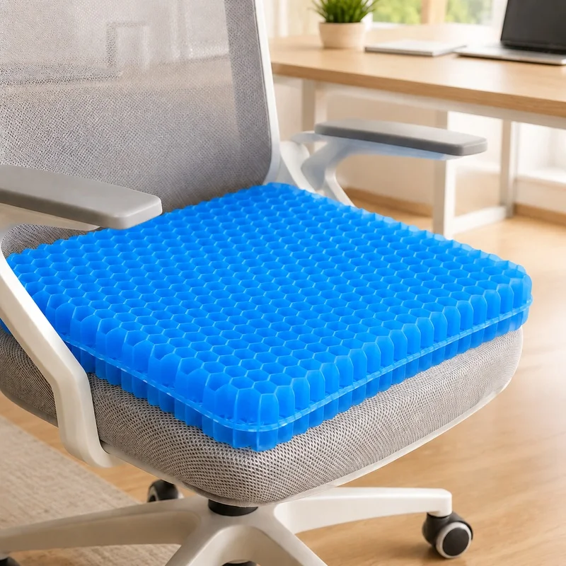 Ergonomic Gel Honeycomb Seat Cushion for Tailbone Relief and Back Comfort, Pressure-Distributing Pad for Office Chairs, Cars