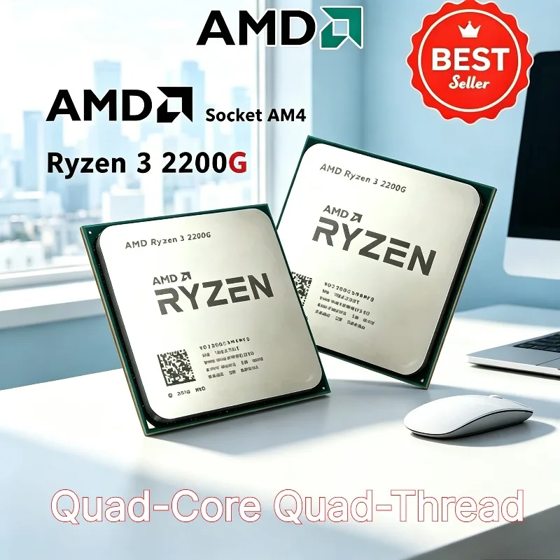 CPU AMD Ryzen 3 2200G R3 2200G Usado, 100% Nuevo, 3.5 GHz Zen 0.014 Quad-Core Quad-Thread, YD2200C5M4MFB, Socket AM4, Gran Oferta