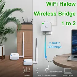 WiFi Halow Wireless Bridge Point-to-Point 2600 feet Outdoor Long Range Transmission 20DBi High-Gain Antenna Extension 1to2 Set