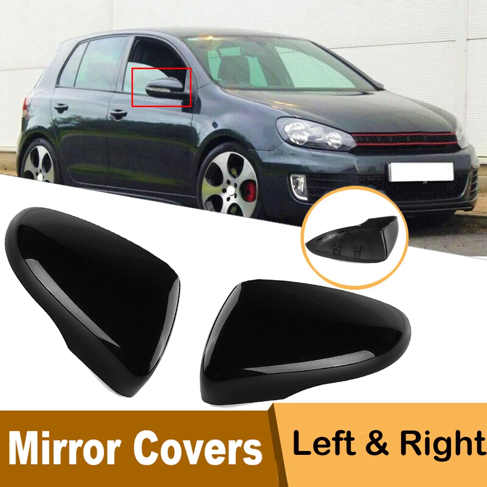 

For Vw Golf Mk6 2009-2013 Door Wing Mirror Cover Cap Driver+Passenger Side Pair Car Rearview Mirror Cove