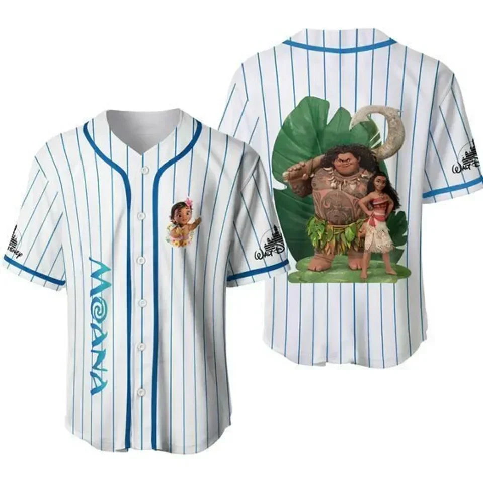 Disney Moana Princess Customized Name Baseball Jersey Outdoor Sports Style Casual Jersey Men\'s and Women\'s Personalized Tops