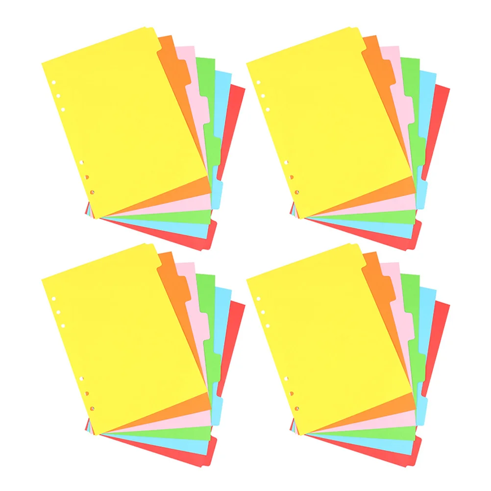 24pcs Dividers For Notebooks Colored Page Markers Index Classified Labels School Binder Organizers Replacement Papers 6 Holes A5
